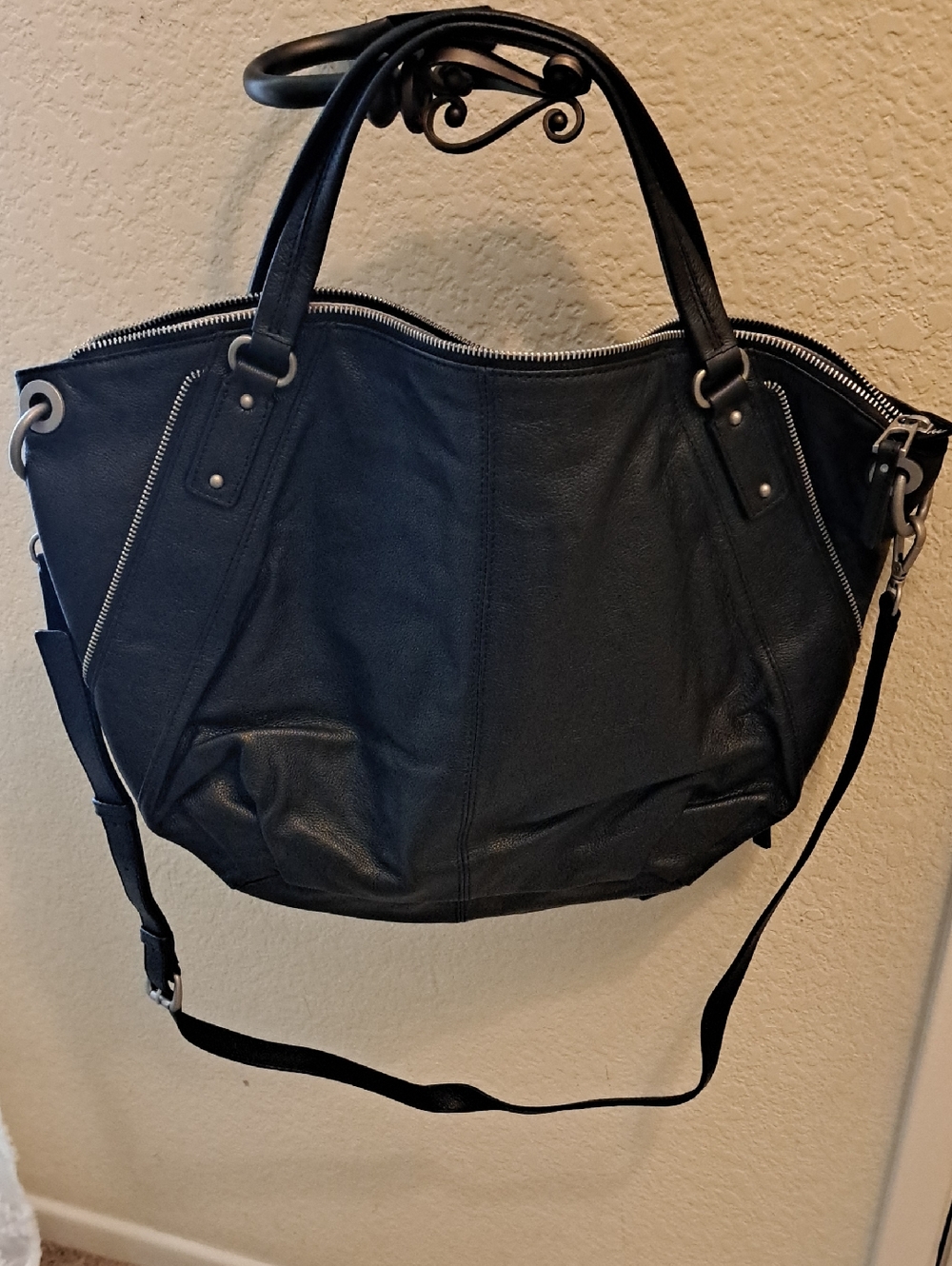 Lodis Black Leather Tote Shoulder Bag